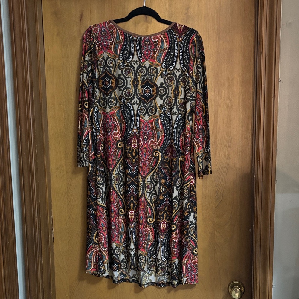 Honeyme Multicolor Paisley Long Sleeve Dress